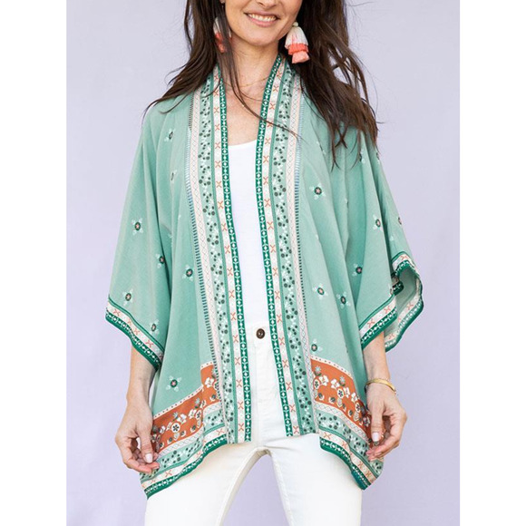 Matilda Jane Tops - Matilda Jane Days Like This Kimono Open Front Floral Teal Top Womens Size XS / S